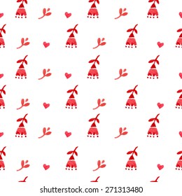 seamless pattern with watercolor flowers and heart for countryside theme,fashion trend for the coming years, painterly floral background. cute patterns. pink pattern. vintage background