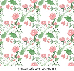 Seamless pattern with watercolor flowers. Illustrator swatch with transparent background included. Great for wedding and birthday invitations, Mothers day cards, wallpapers, wrappings.