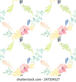 Seamless pattern watercolor flowers, paper, textile, fabric, wrapper, wallpaper,vector