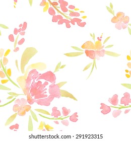 Seamless pattern watercolor flowers, paper, textile, fabric, wrapper, wallpaper,vector