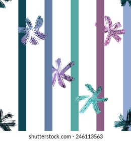 Seamless pattern with watercolor  flowers. Sloppy strokes of a paint. 