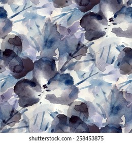 Seamless pattern with watercolor flowers. Vector illustration.