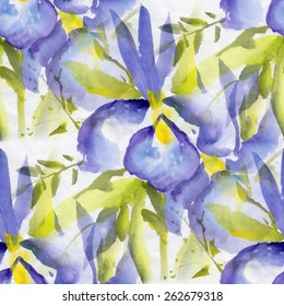 Seamless pattern with watercolor flowers. Vector illustration.