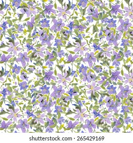 Seamless pattern with watercolor flowers. Vector illustration.