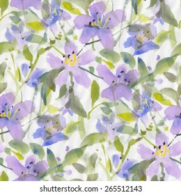 Seamless pattern with watercolor flowers. Vector illustration.