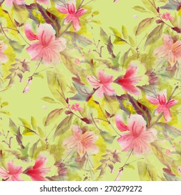 Seamless pattern with watercolor flowers. Vector illustration.