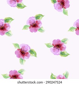 Seamless pattern with watercolor flowers for your design. Vector illustration.