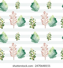 Seamless pattern with watercolor forest trees. Creative floral texture. Woodland backgrounds. 