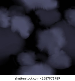 Seamless pattern of watercolor gray clouds in transparent colors on a black background. Vector illustration in 3d style