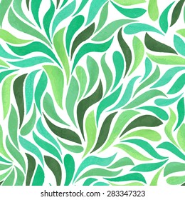 Seamless pattern with watercolor green foliage