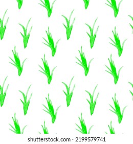 Seamless Pattern with watercolor green garden grass. For printing wrapping paper, wallpaper, packaging, fabric. Hand Drawn vector illustration.