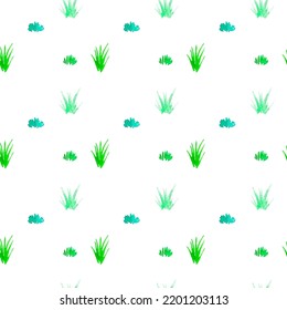 Seamless Pattern with watercolor green garden grass. For printing wrapping paper, wallpaper, packaging, fabric. Hand Drawn vector illustration.