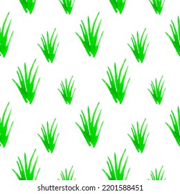 Seamless Pattern with watercolor green garden grass. For printing wrapping paper, wallpaper, packaging, fabric. Hand Drawn vector illustration.