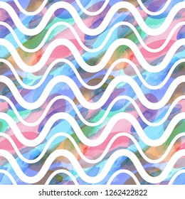 Seamless pattern of watercolor hand painting stains. Vector illustration created with custom brushes.