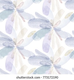 Seamless pattern of watercolor hand painting flowers. Vector illustration created with custom brushes, not auto-tracing