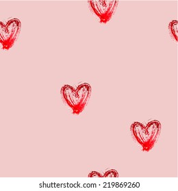 seamless pattern with watercolor hearts
