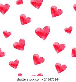 Seamless pattern. Watercolor hearts.