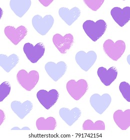 Seamless pattern with watercolor hearts / Vector illustration