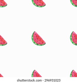 Seamless pattern  Watercolor illustration of watermelon on texture paper. Vector illustration.