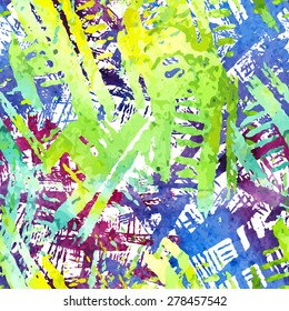 Seamless pattern with watercolor imprint of thread coil. Sloppy strokes of a paint.