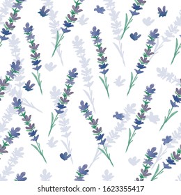 Seamless pattern of watercolor lavender flowers.Vector illustration