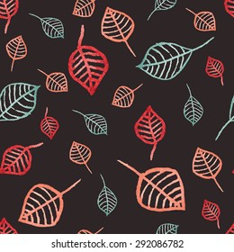 seamless pattern of watercolor leaves with clipping mask. Vector