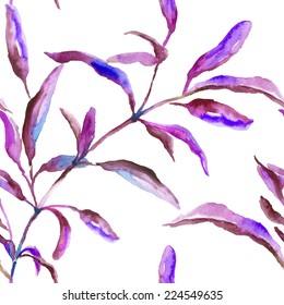 Seamless pattern watercolor leaves, paper, textile, fabric, wrapper, wallpaper,vector