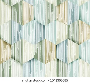 Patrón transparente, textura de las líneas de color agua en formas hexagonales con tonos verde pastel y azul