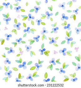 Seamless pattern. Watercolor little flowers. Paint drawing. Can be used for pattern fills, wallpapers,texture of fabric, surface textures. 