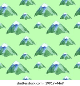 Patrón sin foco con montañas acuáticas. Para imprimir papel envolvente, papel pintado, empaque, tela. Ilustración vectorial dibujada a mano.