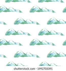 Patrón sin foco con montañas acuáticas. Para imprimir papel envolvente, papel pintado, empaque, tela. Ilustración vectorial dibujada a mano.