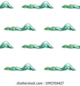 Patrón sin foco con montañas acuáticas. Para imprimir papel envolvente, papel pintado, empaque, tela. Ilustración vectorial dibujada a mano.