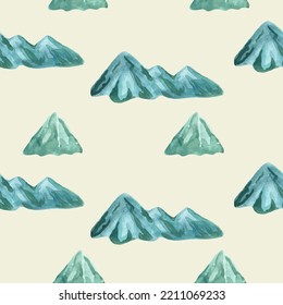 Patrón sin foco con montañas acuáticas. Para imprimir papel envolvente, papel pintado, embalaje, tela. Ilustración vectorial dibujada a mano.