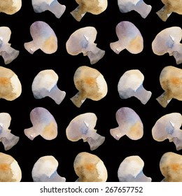 seamless pattern watercolor with mushrooms