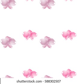 Seamless pattern of watercolor orchid