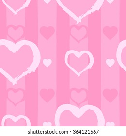 Seamless pattern watercolor pink hearts, valentine's day, paper, textile, fabric, wrapper, wallpaper,vector