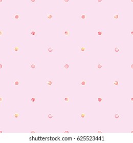 Seamless Pattern Watercolor Polka Dot Circles / Pink dots on Pink Background