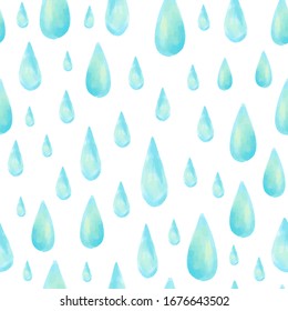 Seamless pattern of watercolor raindrops