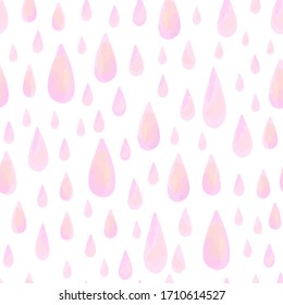 Seamless pattern of watercolor raindrops