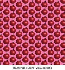 Seamless Pattern With Watercolor Red Apple Background