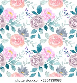 Patrón inmaculado de flor rosa de color de agua para fondo, tela, textil, moda, papel pintado, boda, banner, pegatina, decoración, etc.