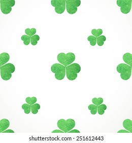 Seamless pattern of  watercolor shamrocks clover on St. Patrick's Day