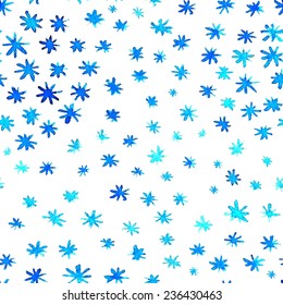 seamless pattern with  watercolor  snowflakes 