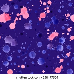 Seamless pattern of watercolor splashes. Abstract watercolor. Hand painted splashes. Vector illustration.
