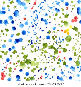 Seamless pattern of watercolor splashes. Abstract watercolor. Hand painted splashes. Vector illustration.