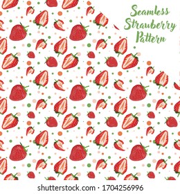 Seamless pattern of watercolor strawberries Vector Illustration on white background