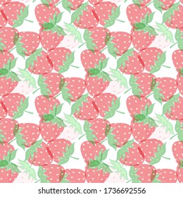 Seamless pattern of watercolor strawberries vector illustration .