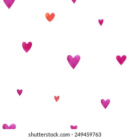 Seamless pattern watercolor stylized heart vector. 