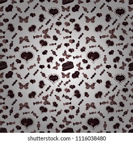 Seamless pattern with watercolor sweets candies, hand drawn isolated on a white, black and neutral background. Vector illustration.