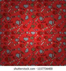 Seamless pattern with watercolor sweets candies, hand drawn isolated on a red, gray and black background. Vector illustration.